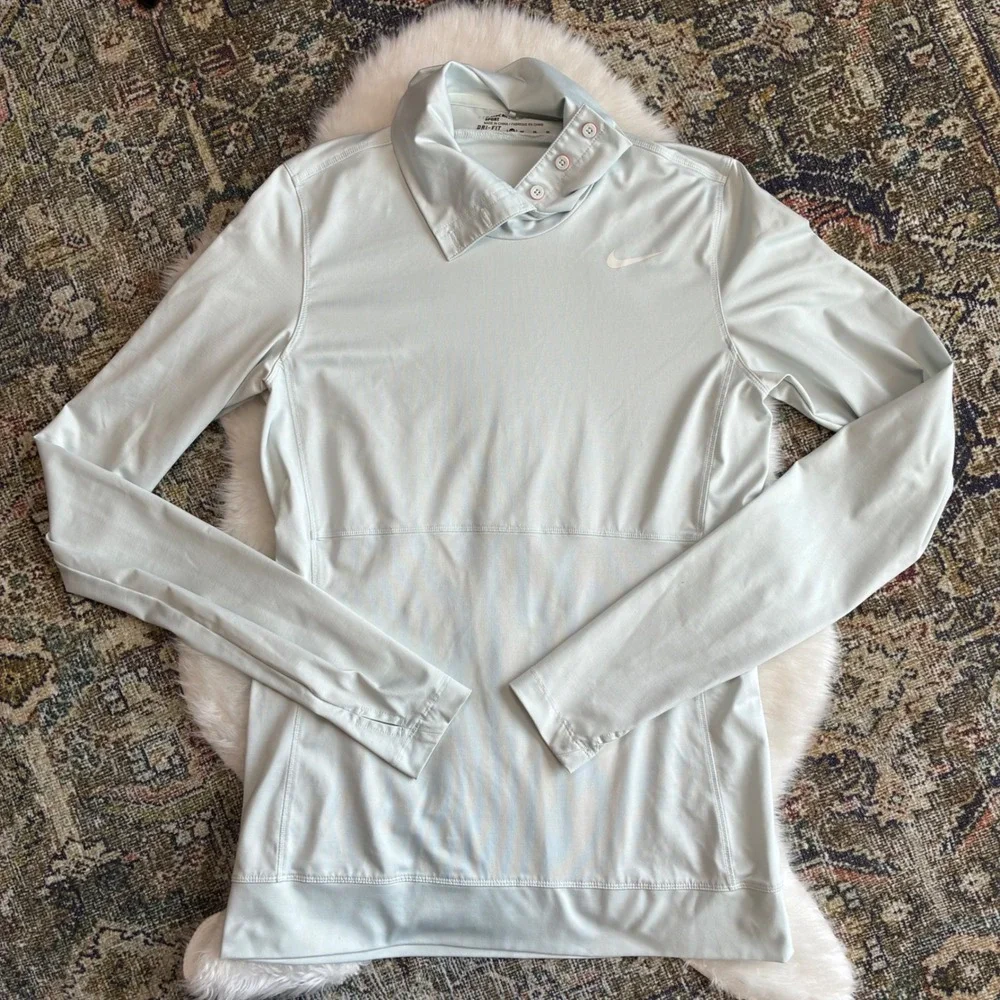 Nike Golf‎ Dri-FIT Long Sleeve Top Mint Green Button Collar  Women Medium Tall